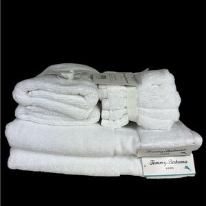 Tommy Bahama Cambridge Bath Towel Set White Bath Hand Wash 100% Cotton 9 Pc NEW